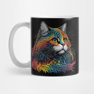 Rainbow Cat Vibrant And Whimsical Illustration Mug